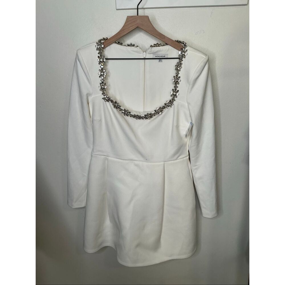 Nadine Merabi Kimberly Jeweled Dress | White in 8 - Picture 5 of 12